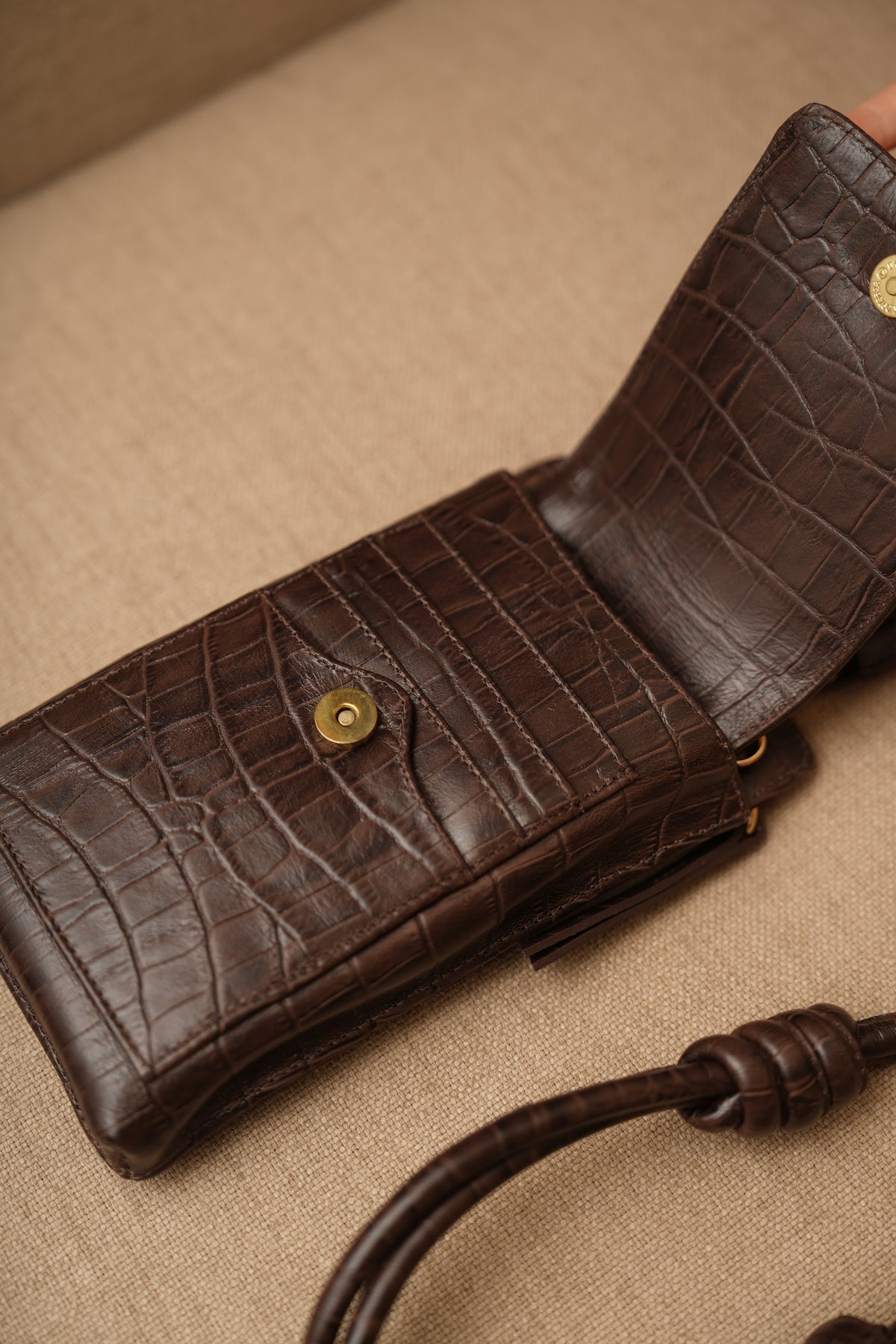 Bolsa Maria Lúcia -Couro Croco e Camurça Brown