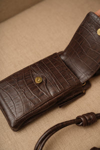Bolsa Maria Lúcia -Couro Croco e Camurça Brown