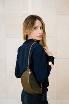Pochete Helena – Couro & Camurça Verde Oliva