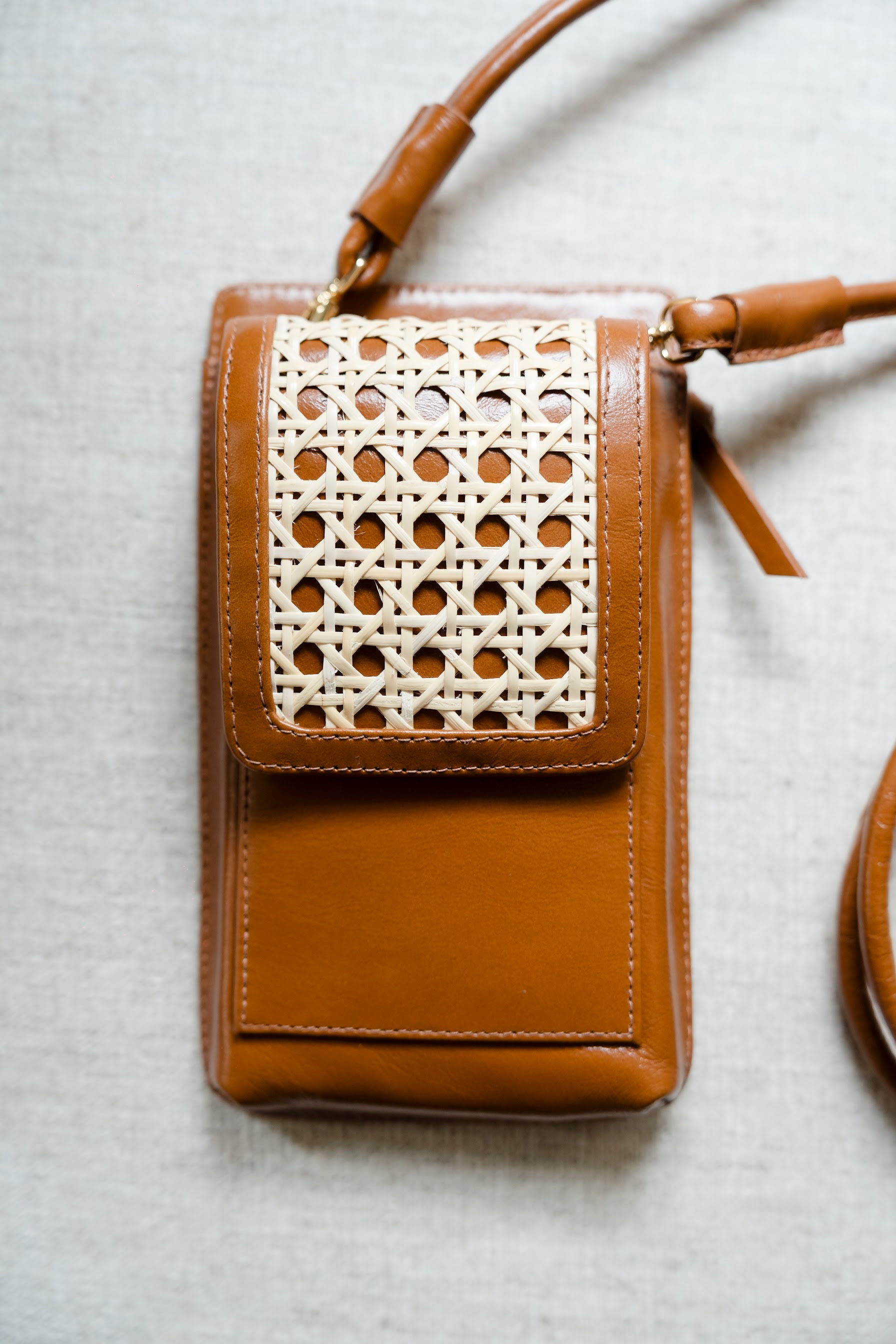 Bolsa Maria Lúcia Couro Caramelo com Palha Italiana