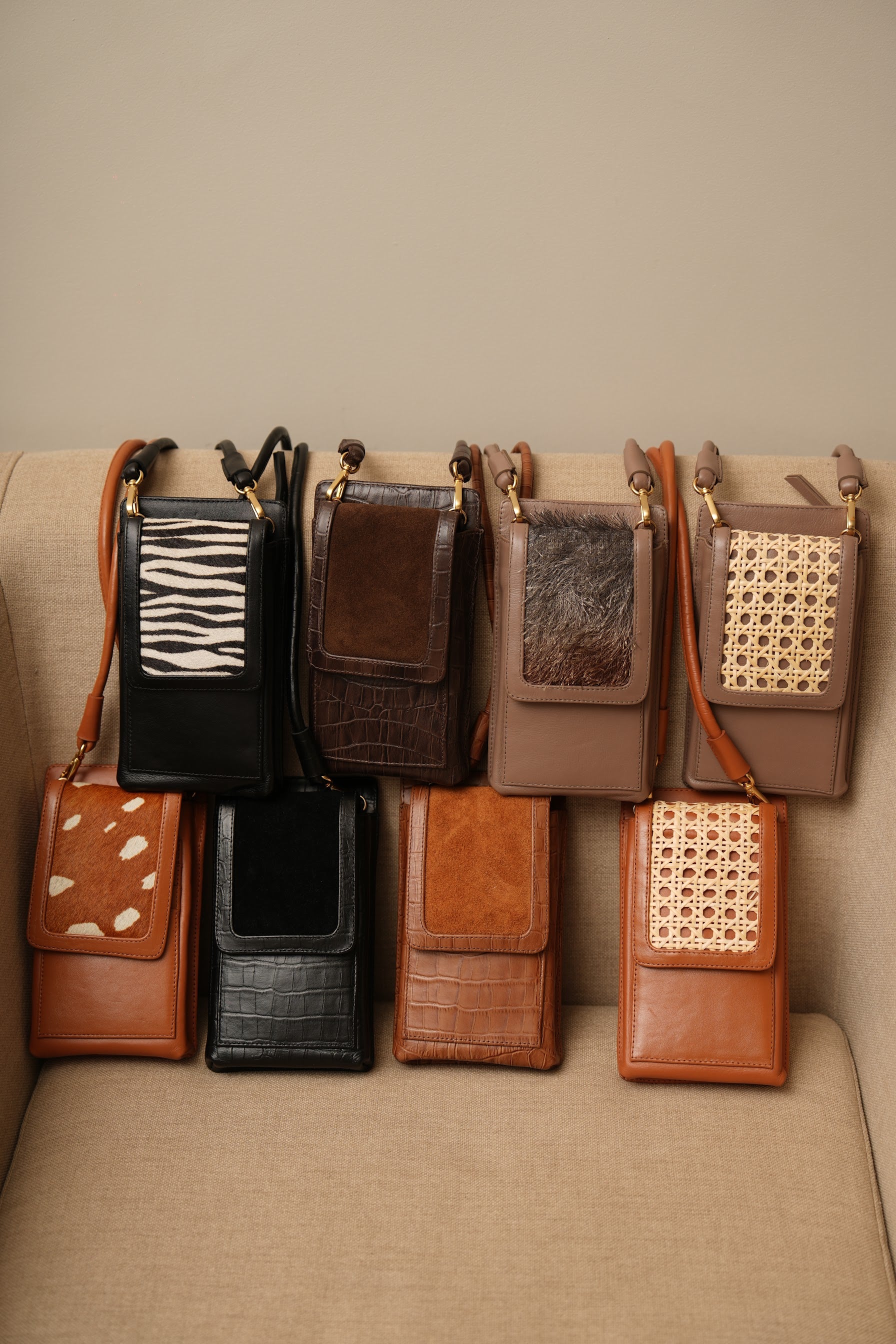 Bolsa Maria Lúcia -Couro Croco e Camurça Brown