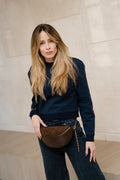 Pochete Helena – Couro Croco & Camurça Brown