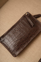 Bolsa Maria Lúcia -Couro Croco e Camurça Brown