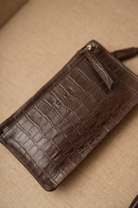 Bolsa Maria Lúcia -Couro Croco e Camurça Brown