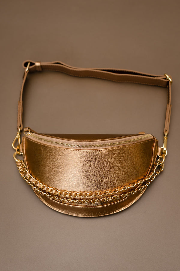 Pochete Helena – Couro Metalizado Bronze