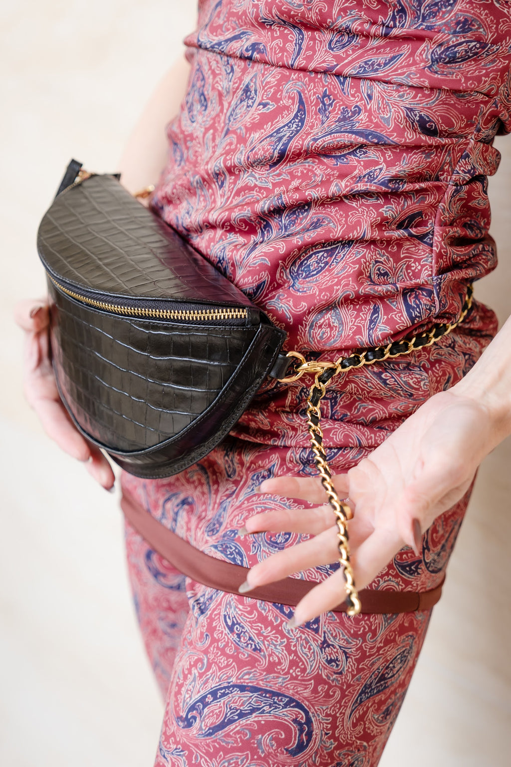 Pochete Helena – Couro Croco Preta