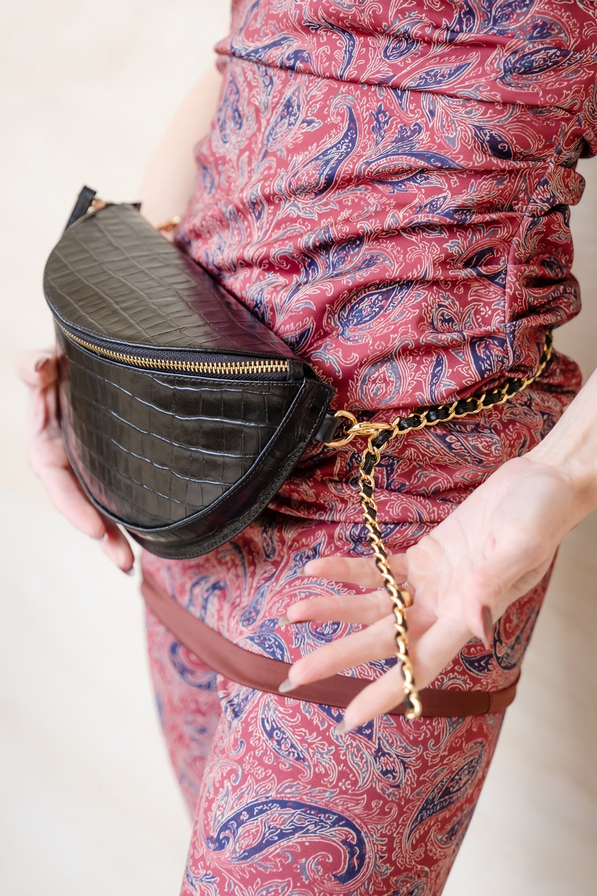 Pochete Helena – Couro Croco Preta