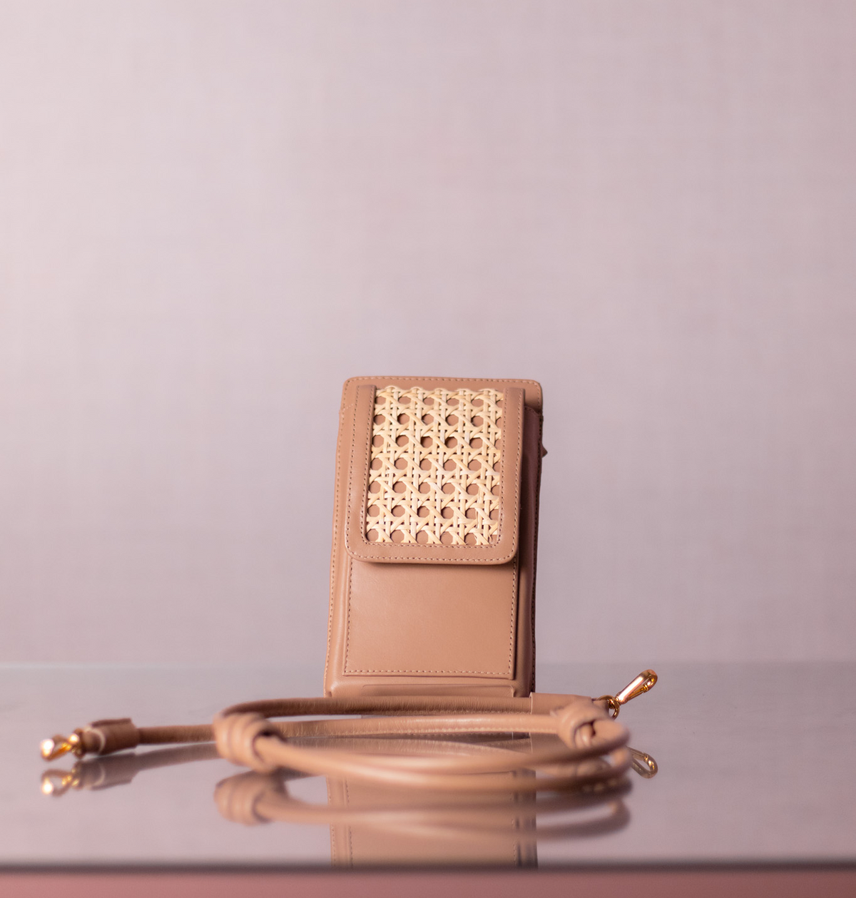 Bolsa Maria Lúcia Couro Areia com Palha Italiana