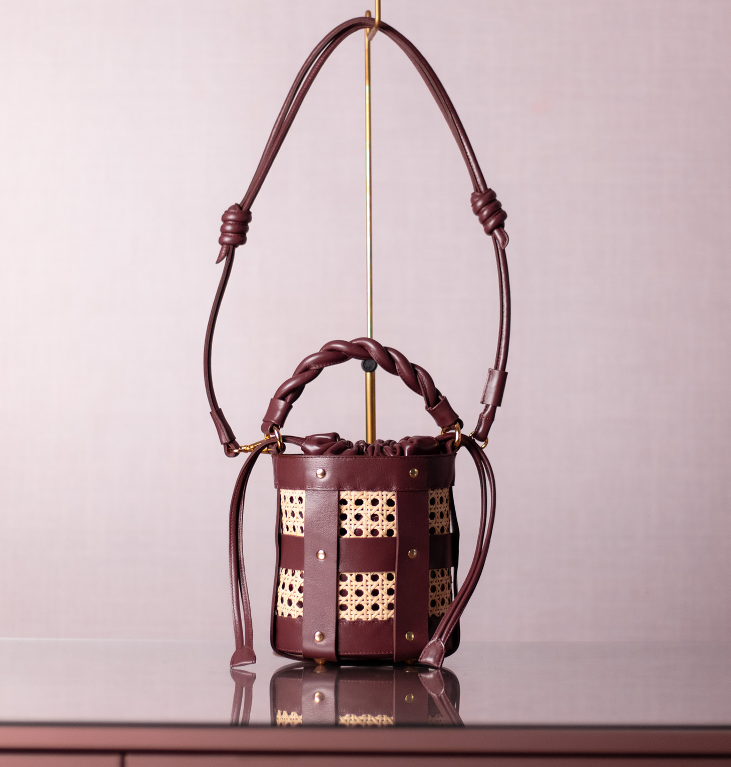 Bolsa Lira Couro na Cor Bordô