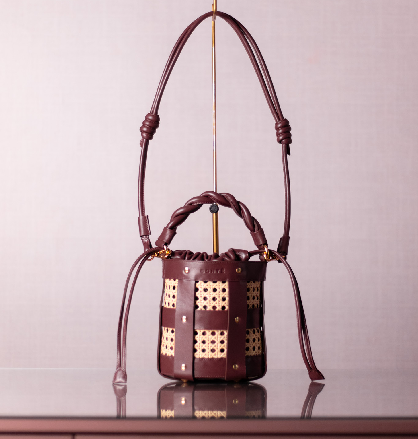 Bolsa Lira Couro na Cor Bordô