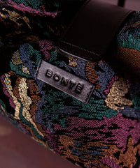 Bolsa Carolina Velvet Jacquard com couro Preto Intenso